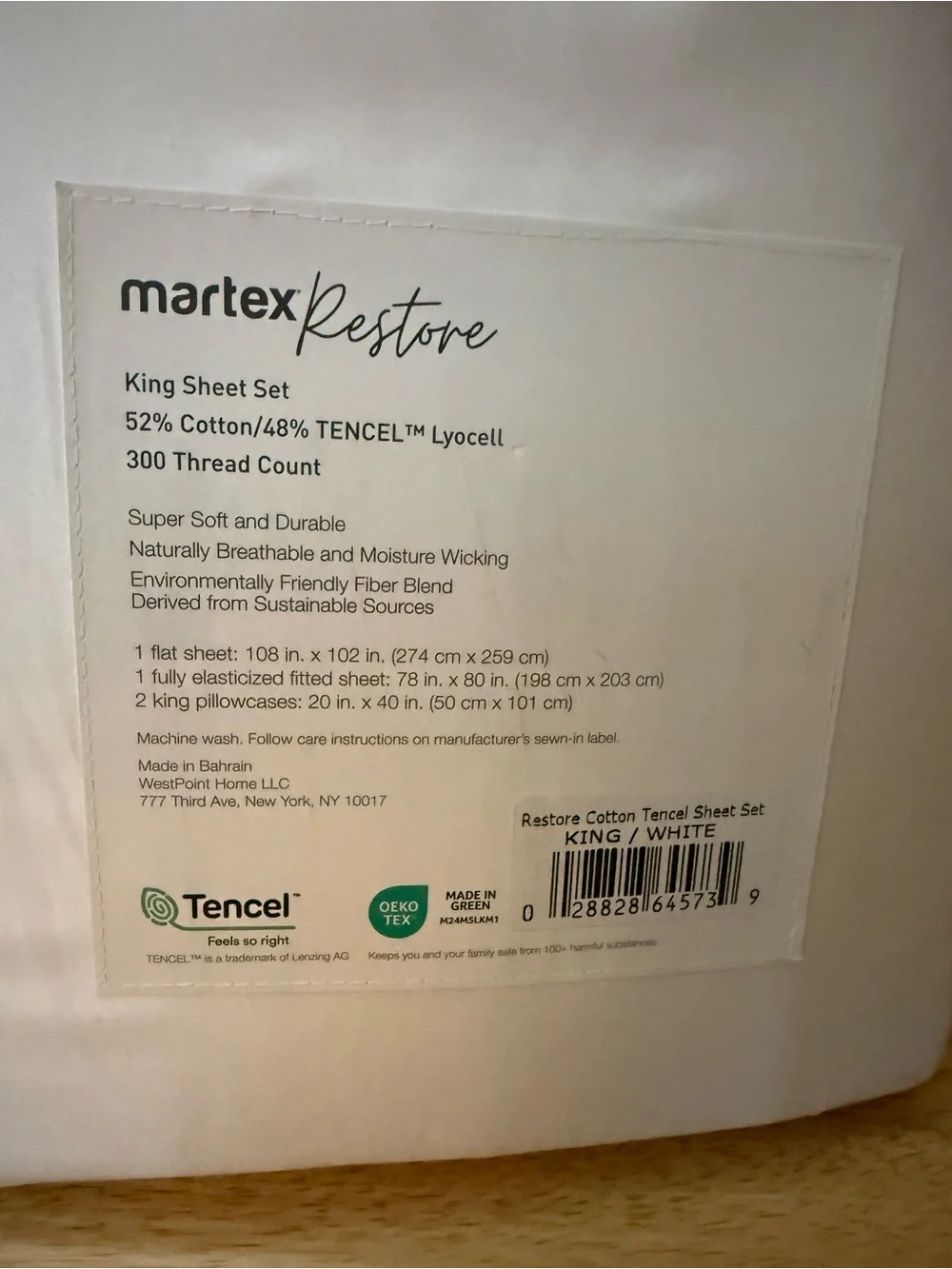 Rest King Sheet Set - White Cotton/Tencel Blend
